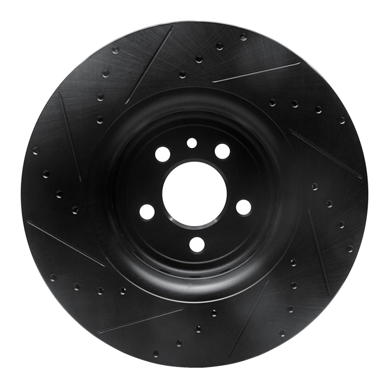 Dodge Charger Brake Rotor (1) - Front Right - R1 Concepts - Drilled & Slotted - Black - `14-`23